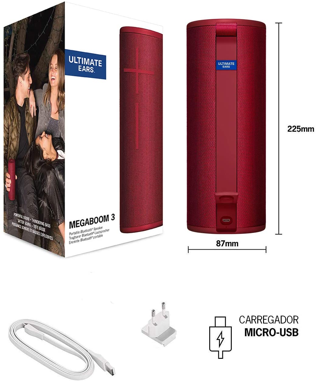 Bocina Logitech Ultimate Ears MEGABOOM 3 Sunset Red Bluetooth Recargable Contra Agua 984-001400
