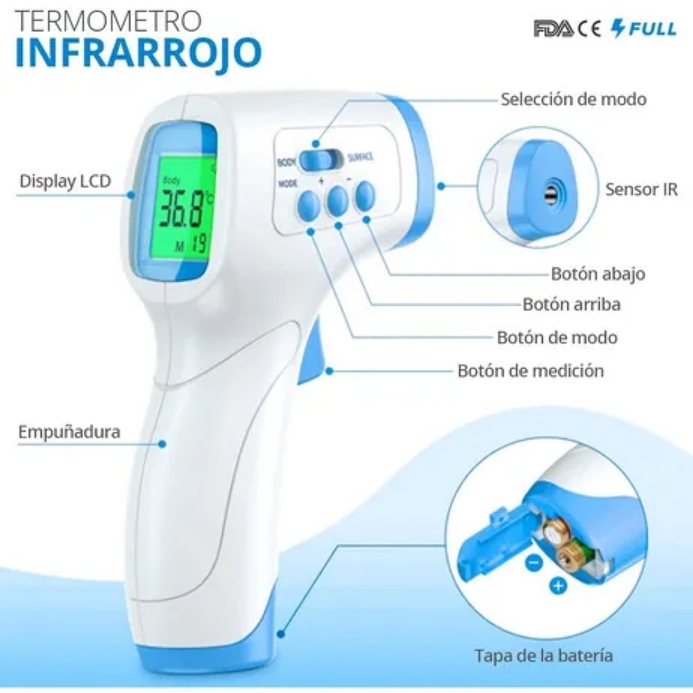 Termómetro Infrarrojo Digital | Frente Y Corporal Uso Médico