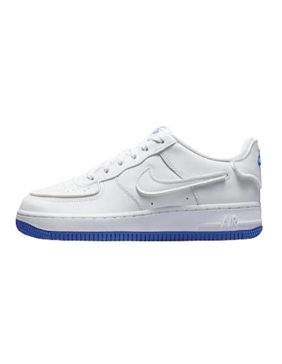 TENIS NIKE AIR FORCE 1 / 1 GS BLANCO CON AZUL (DB4545-105) PALOMAS INTERCAMBIABLES