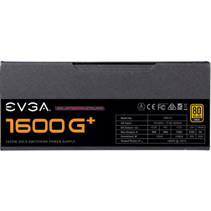 Fuente de Poder PC 1600W Gamer EVGA SuperNOVA 1600 G+ 80 Plus Gold Modular 220-GP-1600-X1 
