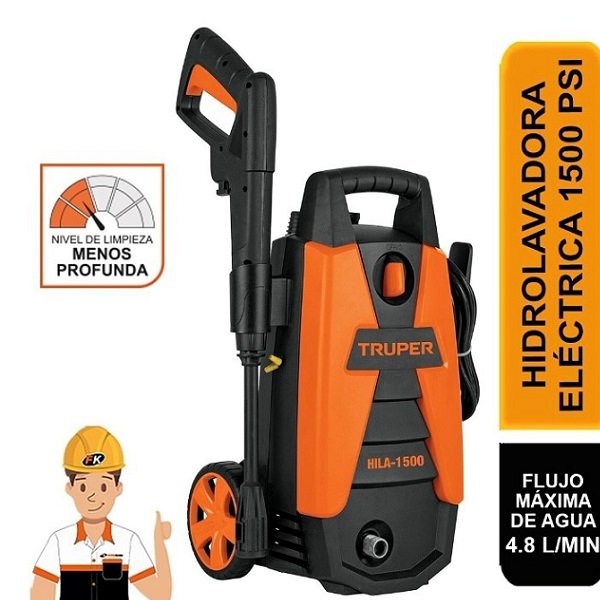 Hidrolavadora Eléctrica Maquina para lavar 1500PSI HILA-1500 Truper Para Lavar Carros Autos Casa Limpieza en General 