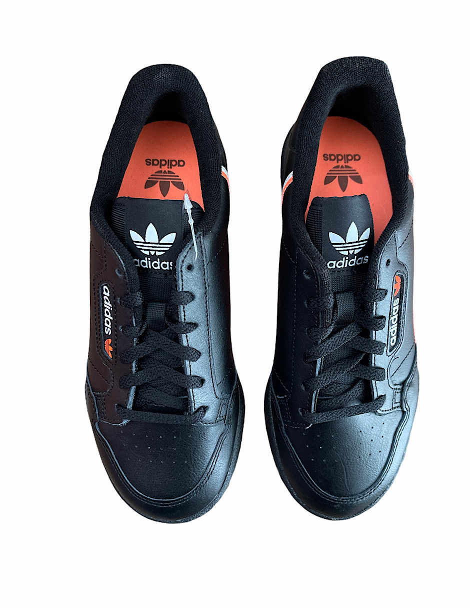 TENIS ADIDAS CONTINENTAL 80 negro con naranja