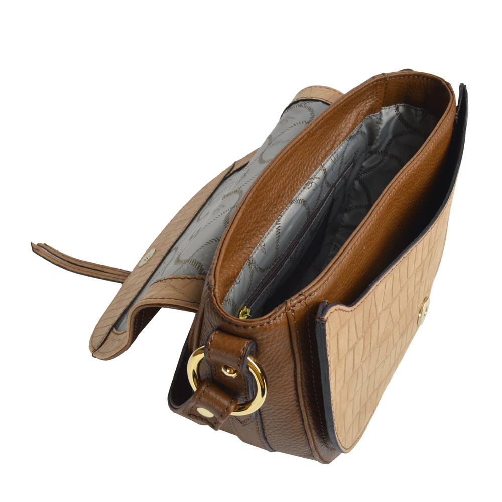 Bolsa tipo crossbody de piel para mujer café oscuro