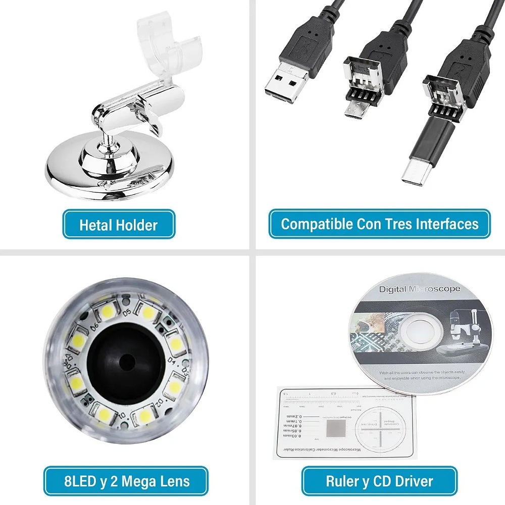 Mini Microscopio Digital Usb Led 1000x Zoom