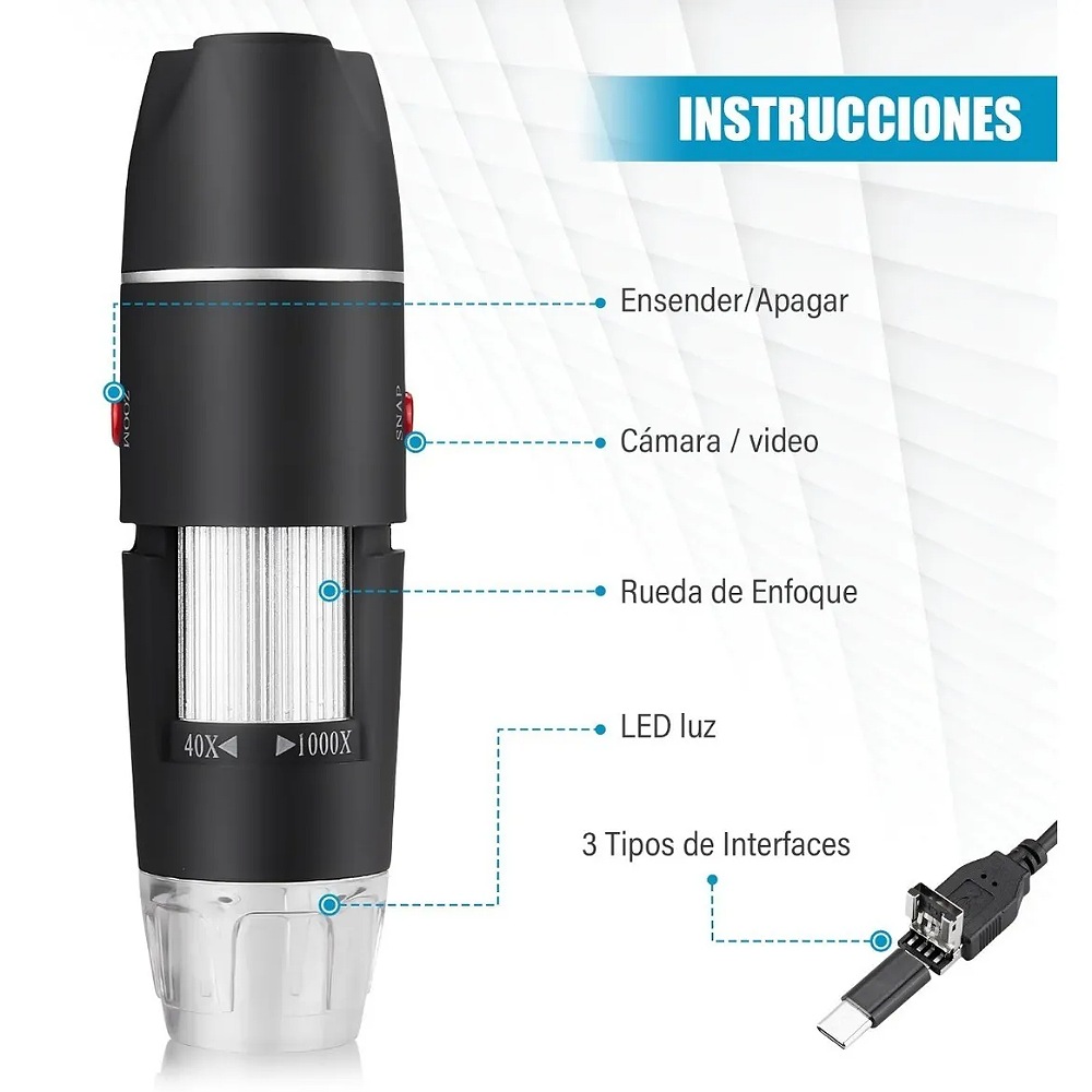 Mini Microscopio Digital Usb Led 1000x Zoom