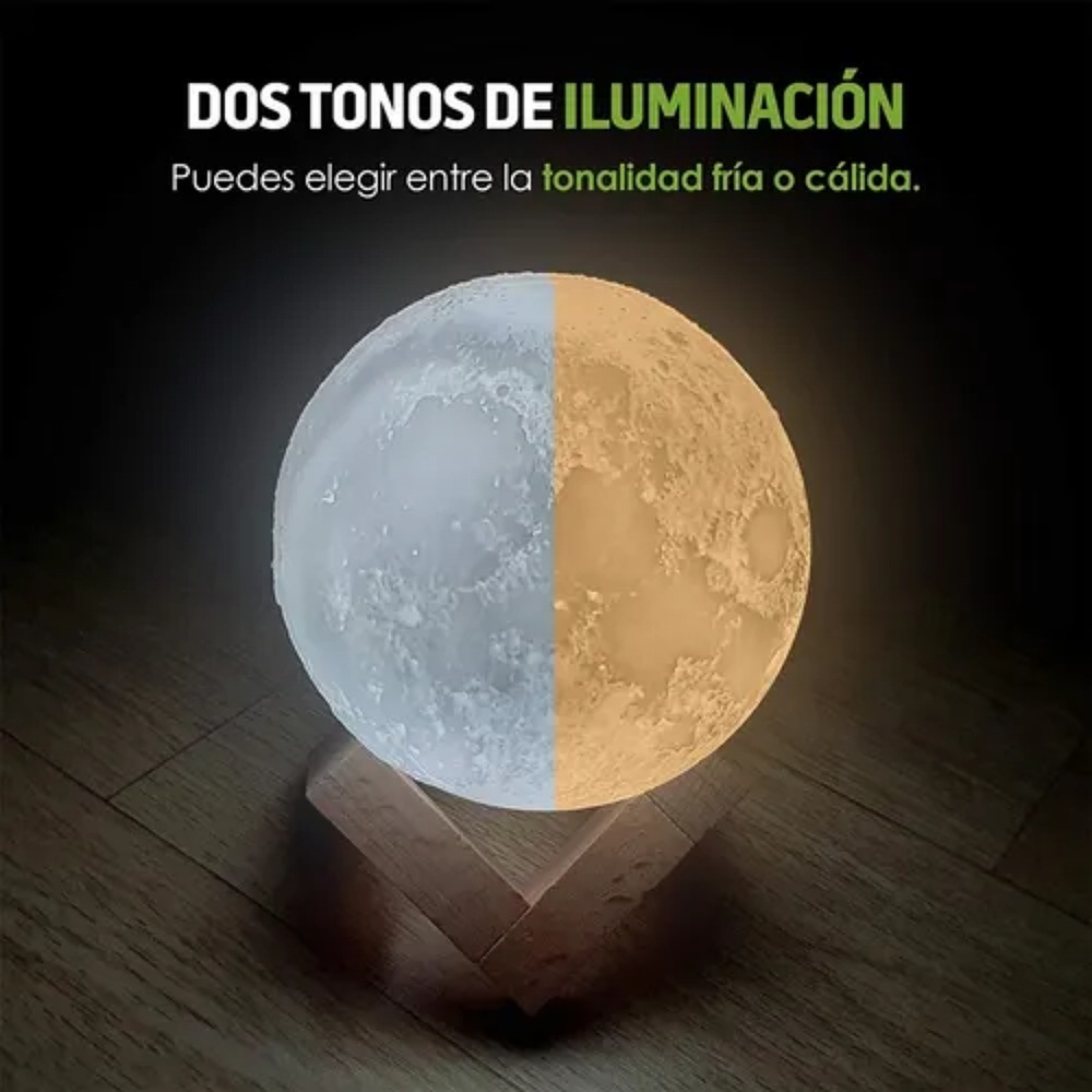 Lámpara De Luna 3d 2colores Recargable De Touch Lámpara 8cm