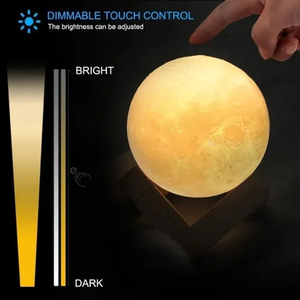 Lámpara De Luna 3d 2colores Recargable De Touch Lámpara 8cm