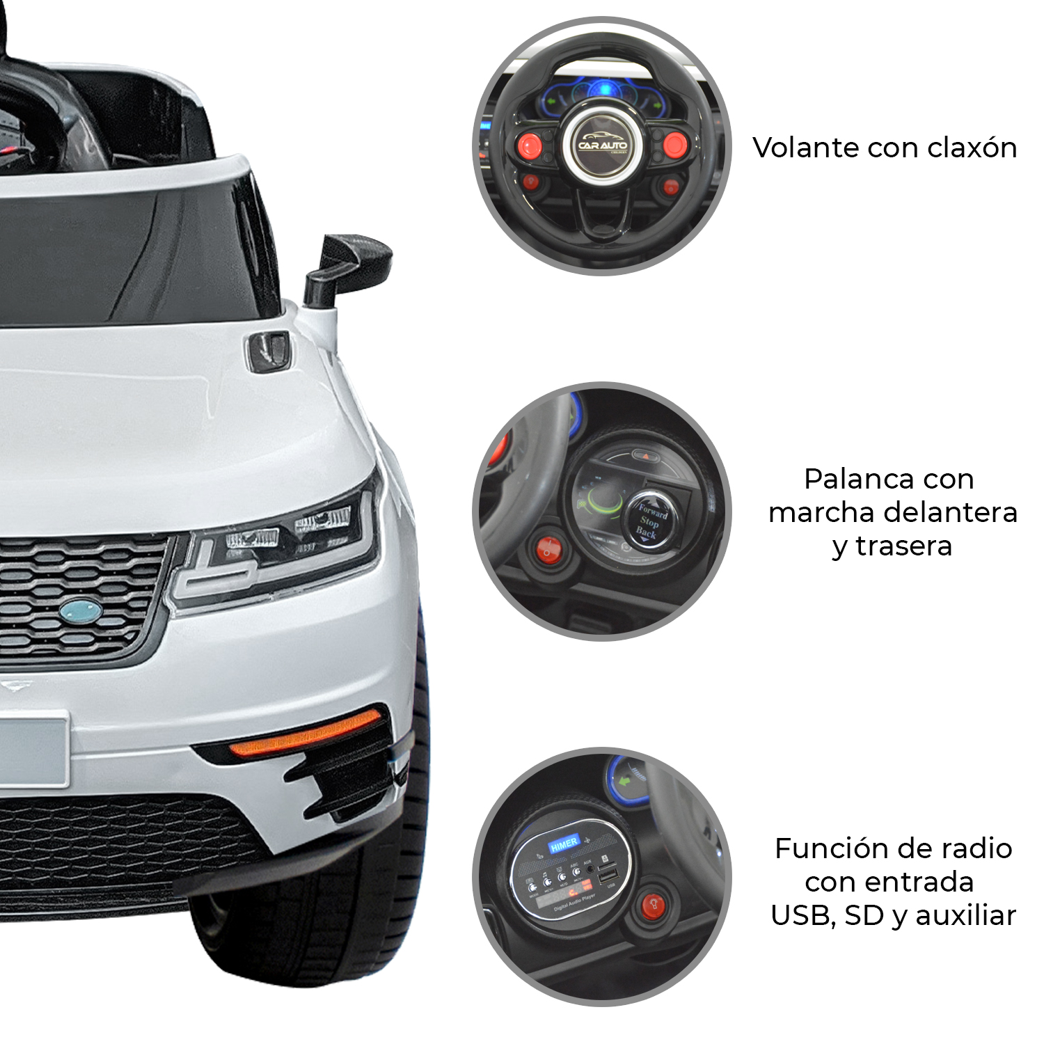 Montable Electrico Camioneta Land Rover Blanca 12v MP3 Control Remoto 3km