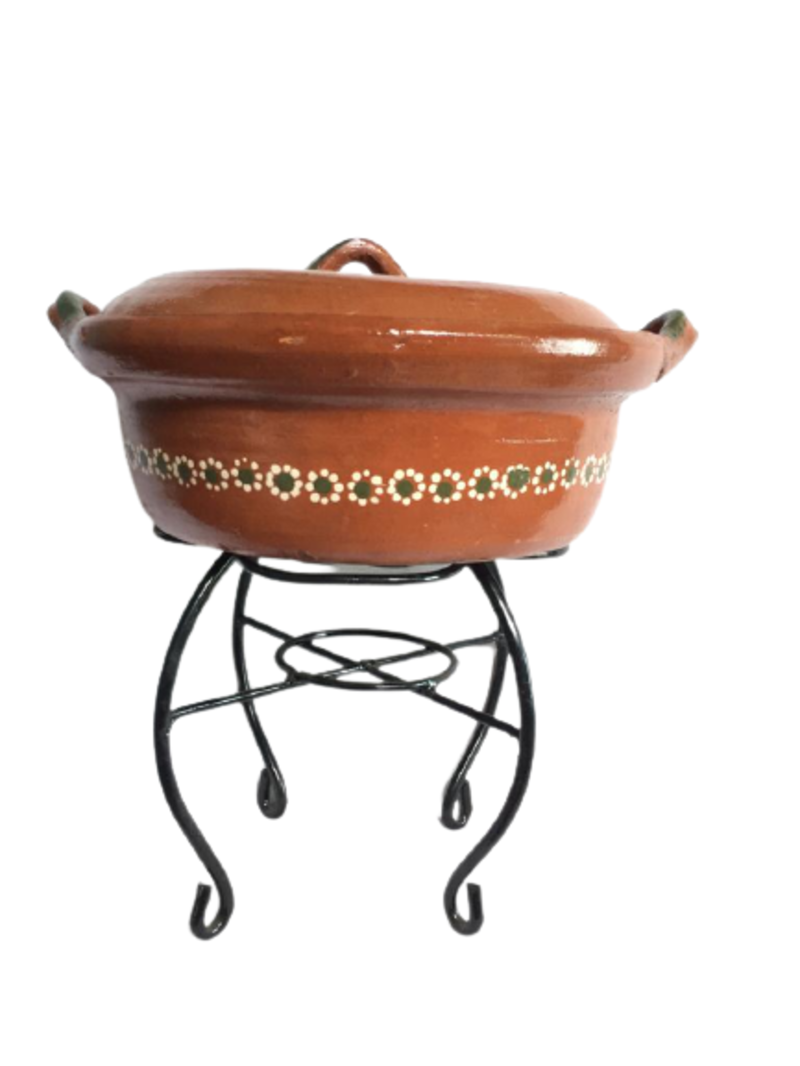Cazuelas de barro con tapa 2kg, Cazuela con herreria para calentar, 4 juegos