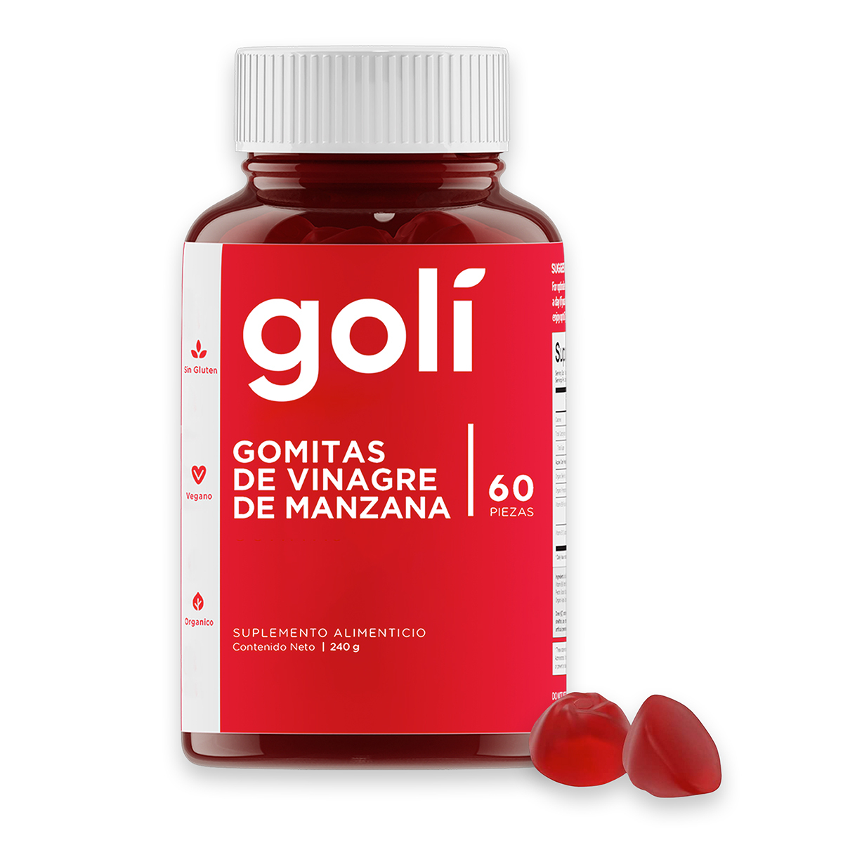   2 Pack Golí Gomitas Vinagre De Sidra Manzana 120 Piezas