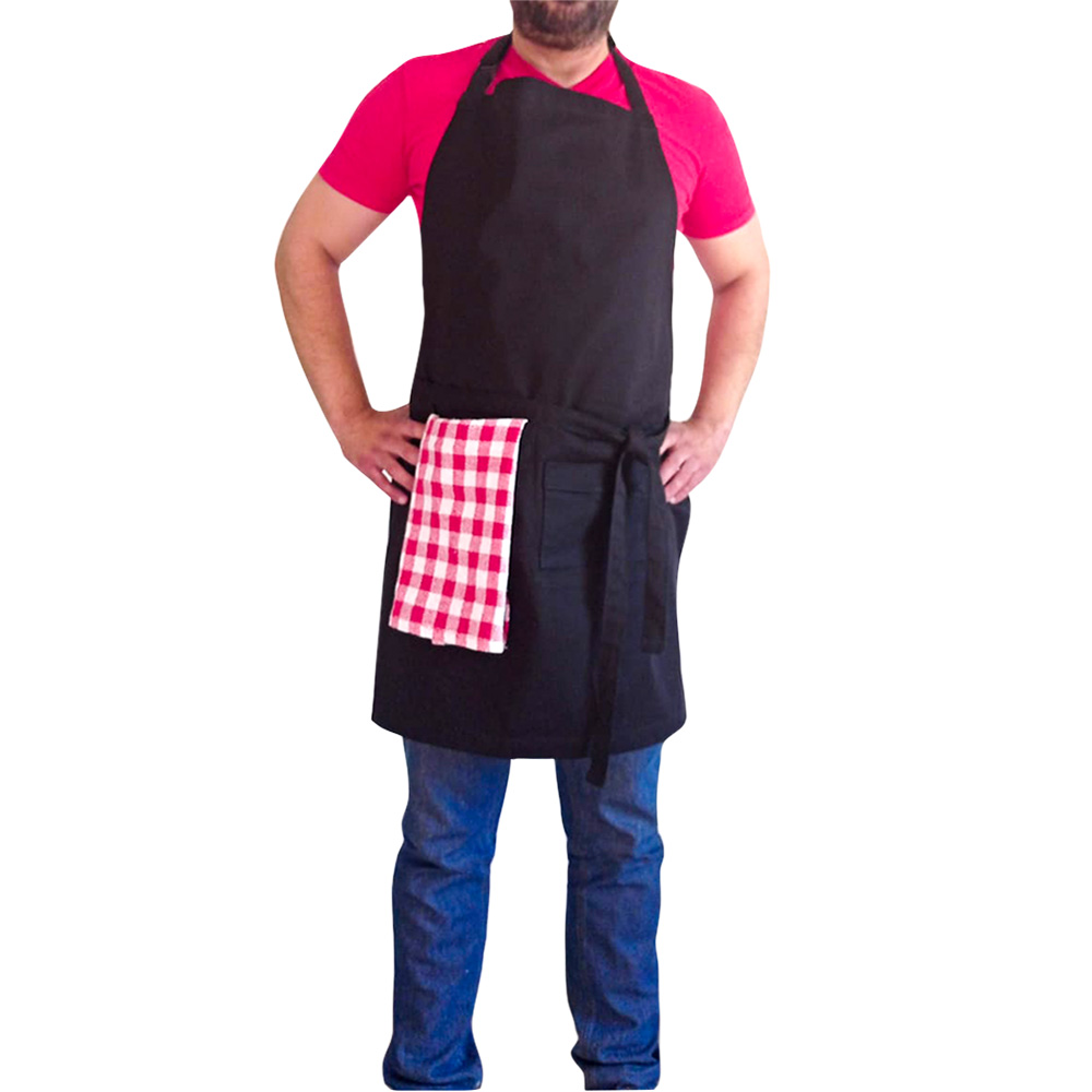 Mandil Delantal Cocina Negro con Trapo Limpiador