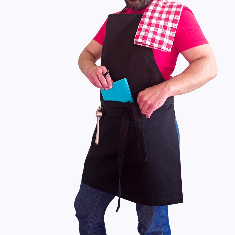 Mandil Delantal Cocina Negro con Trapo Limpiador