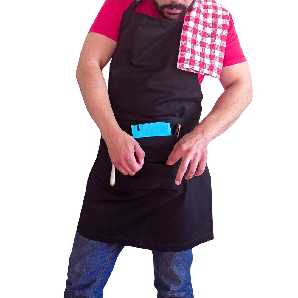 Mandil Delantal Cocina Negro con Trapo Limpiador
