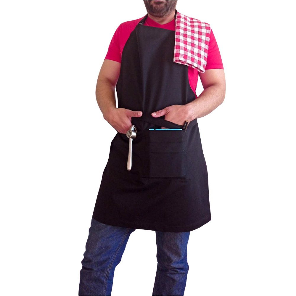 Mandil Delantal Cocina Negro con Trapo Limpiador