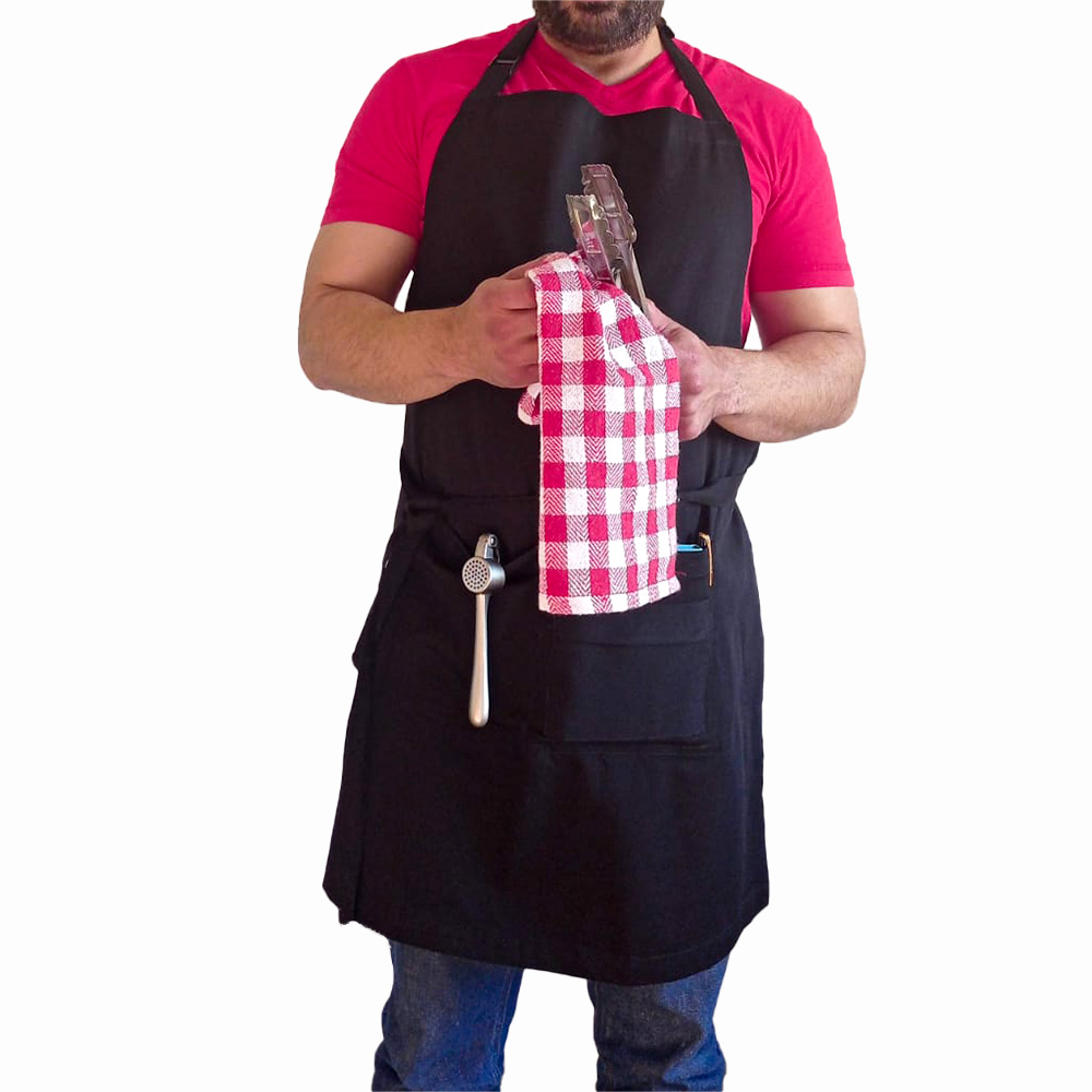 Mandil Delantal Cocina Negro con Trapo Limpiador