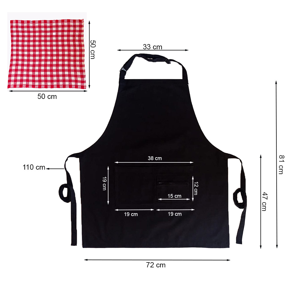 Mandil Delantal Cocina Negro con Trapo Limpiador