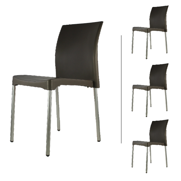 Set 4 Sillas para comedor Vivanti Gris plastico Mundo In.