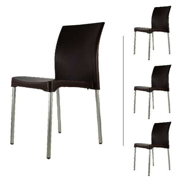 Set 4 Sillas para comedor Vivanti cafe plastico Mundo In.