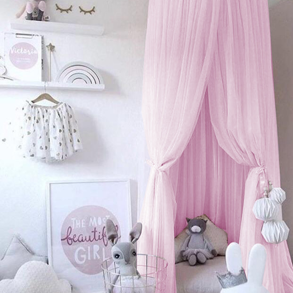 Pabellón PRINCESS Pompón mediano, Mosquitero decorativo NATURE GARTEN para el cuarto bebé, Para colgar, ROSA