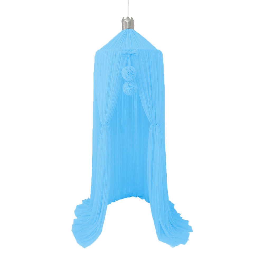 Pabellón PRINCESS Pompón mediano, Mosquitero decorativo NATURE GARTEN para el cuarto bebé, Para colgar, AZUL