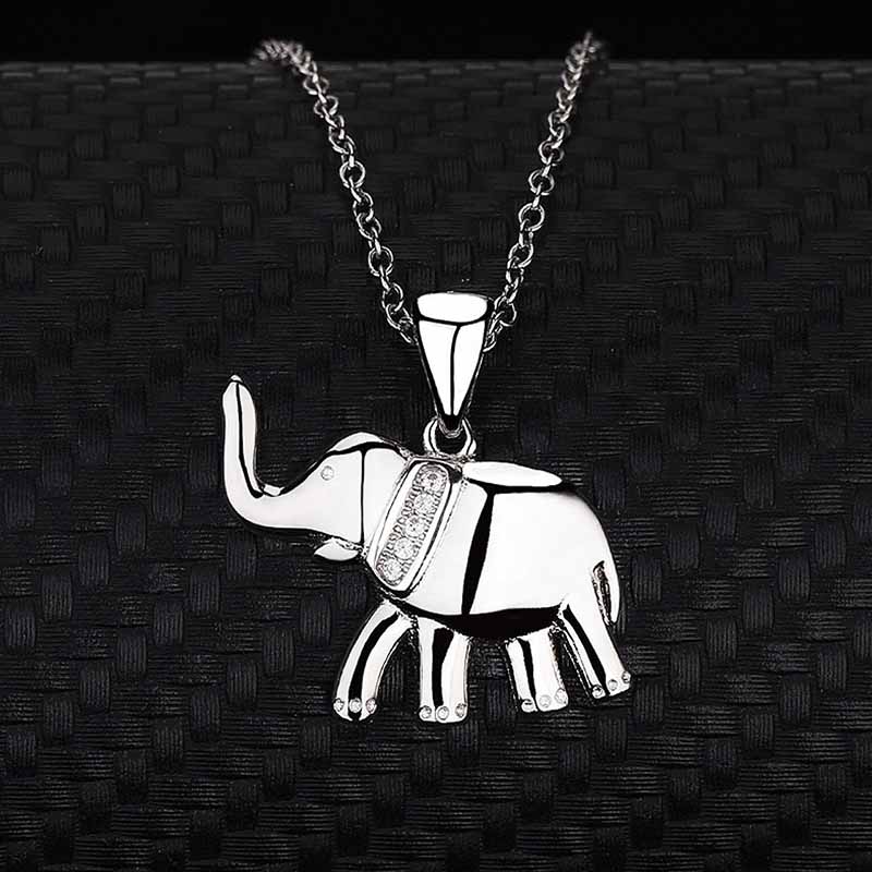 Gargantilla Elefante VAROURO  Collar Plata Ley 925 Zirconia + Estuche
