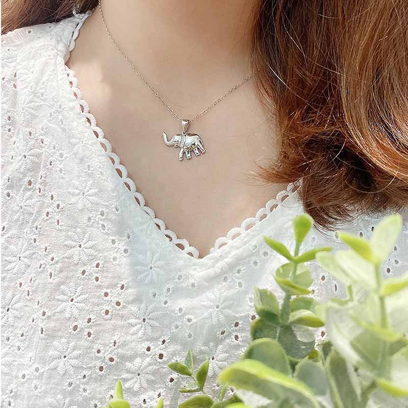 Gargantilla Elefante VAROURO  Collar Plata Ley 925 Zirconia + Estuche