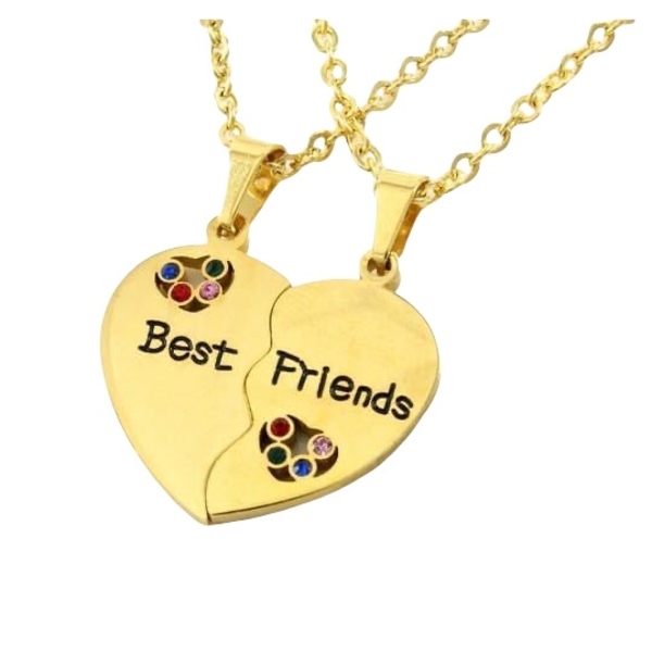 2 Cadenas con dije Corazon para Best Friends, Amigas, Amistad