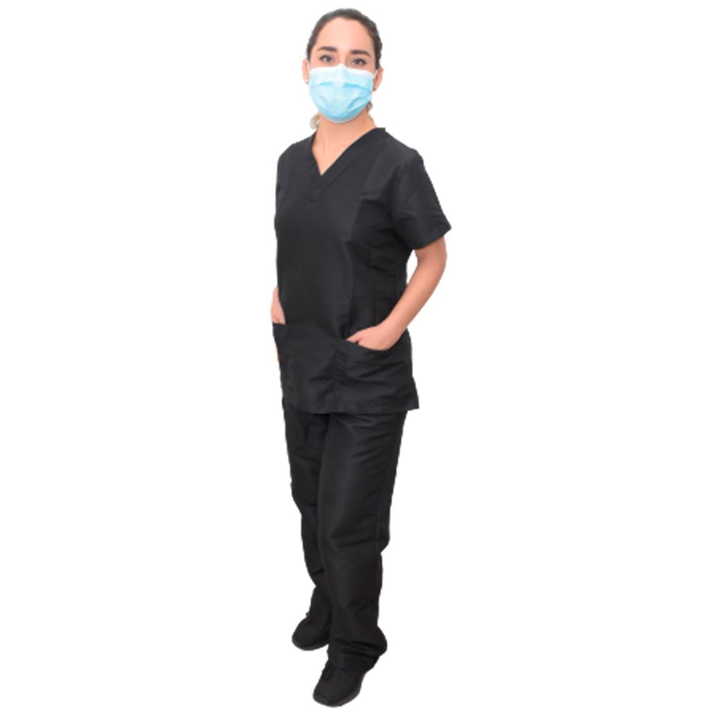 Pijama Quirúrgica de Dama Color Negro Juego Conjunto Scrub Antifluidos Moderno