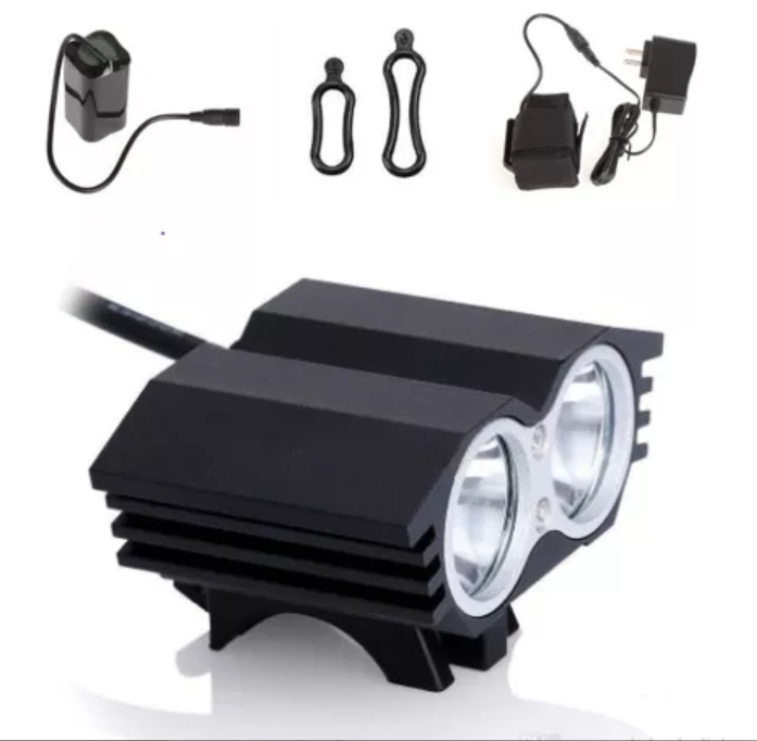 Lámpara recargable para bicicleta 3,000 lúmenes 2 focos Led XML T6 ultra brillo