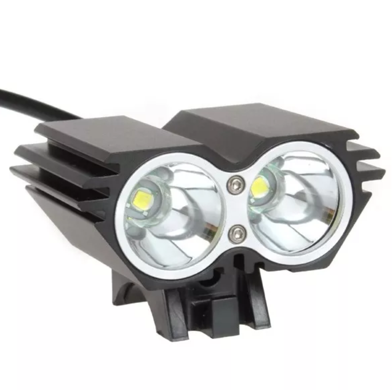 Lámpara recargable para bicicleta 3,000 lúmenes 2 focos Led XML T6 ultra brillo