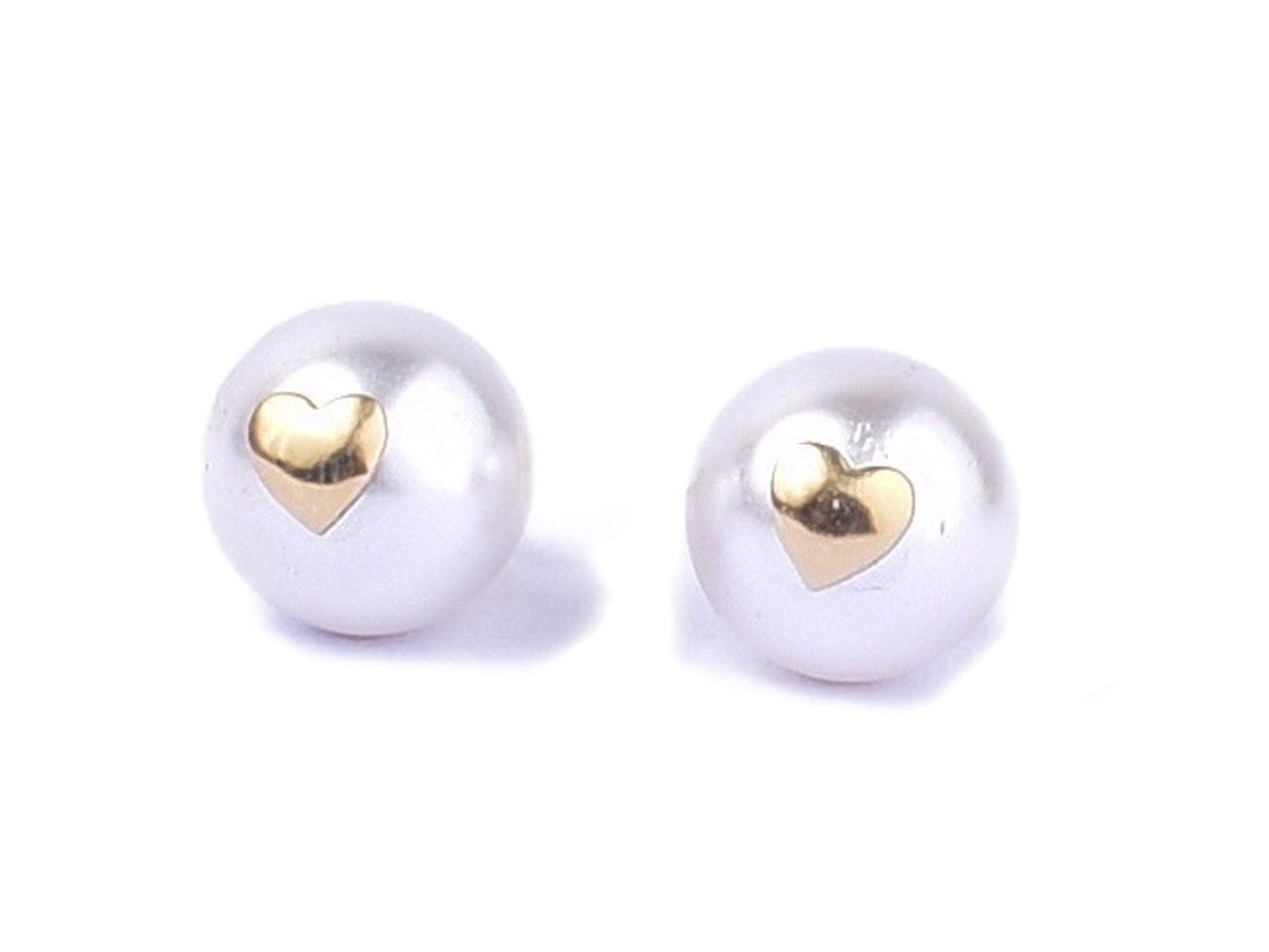 Broquel perla con corazón Oro 10k - Mancini Joyas