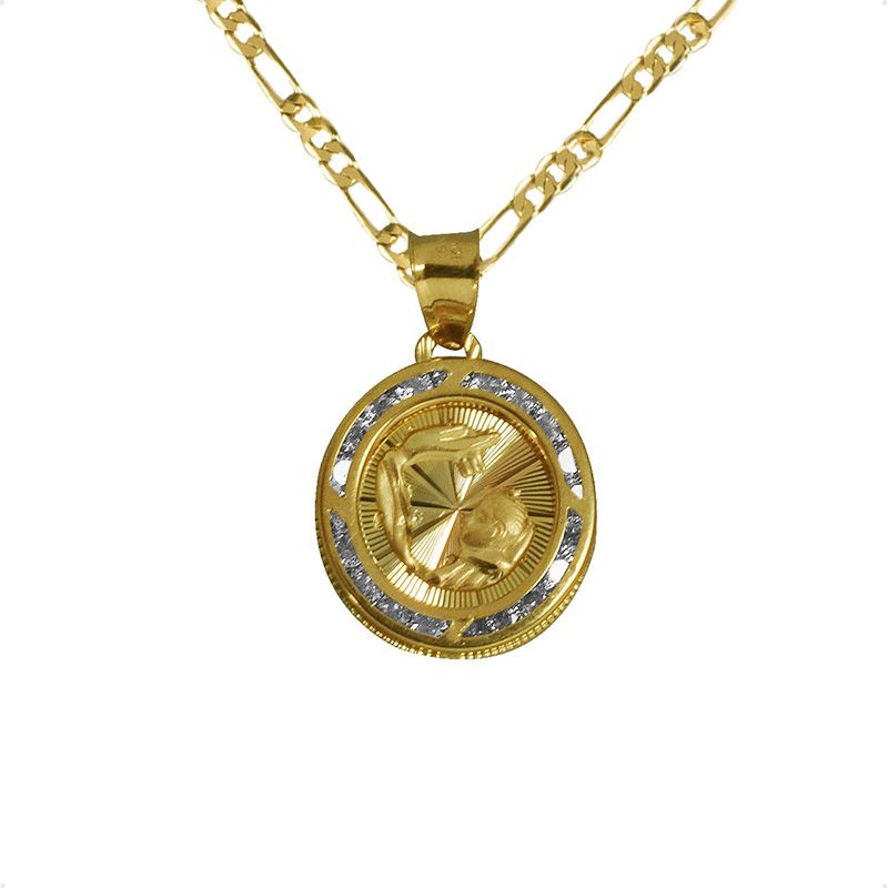 Hermosa Medalla Bautizo  VAROURO Oro Puro 10k - 1.1gr + Cadena Regalo