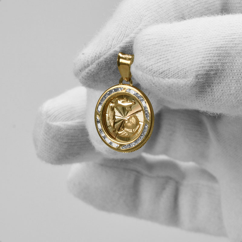 Hermosa Medalla Bautizo  VAROURO Oro Puro 10k - 1.1gr + Cadena Regalo