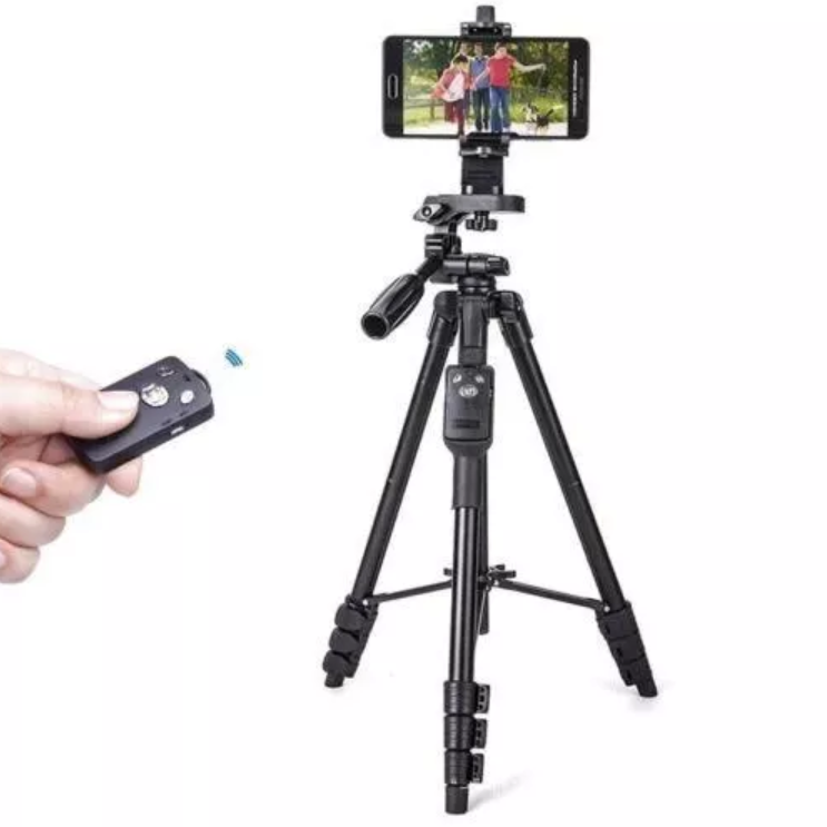 Tripie de aluminio para celular iphone o Android o cámaras con control bluetooth recargable