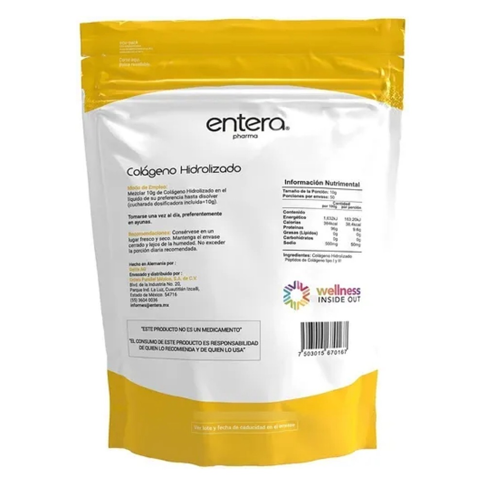 Colágeno Hidrolizado Puro 500g 50 Porciones (sin Azucar)
