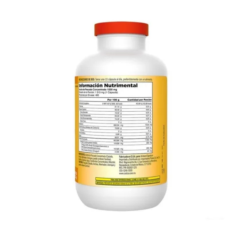 Kirkland Signature Aceite De Pescado 1,000 Mg 400 Cápsulas.