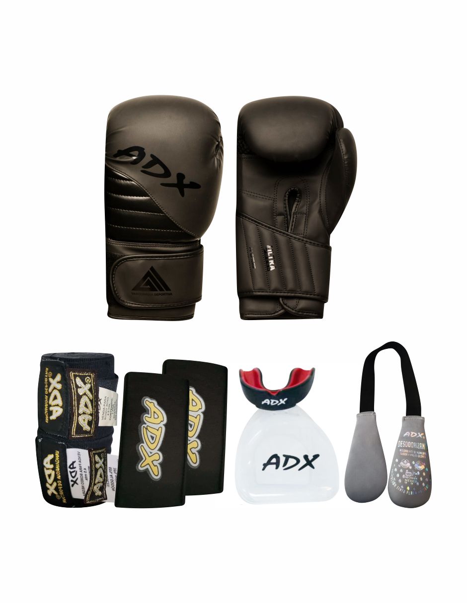 KIT GUANTES DE BOX ADX MOD STRONG MAS COMPLEMENTOS