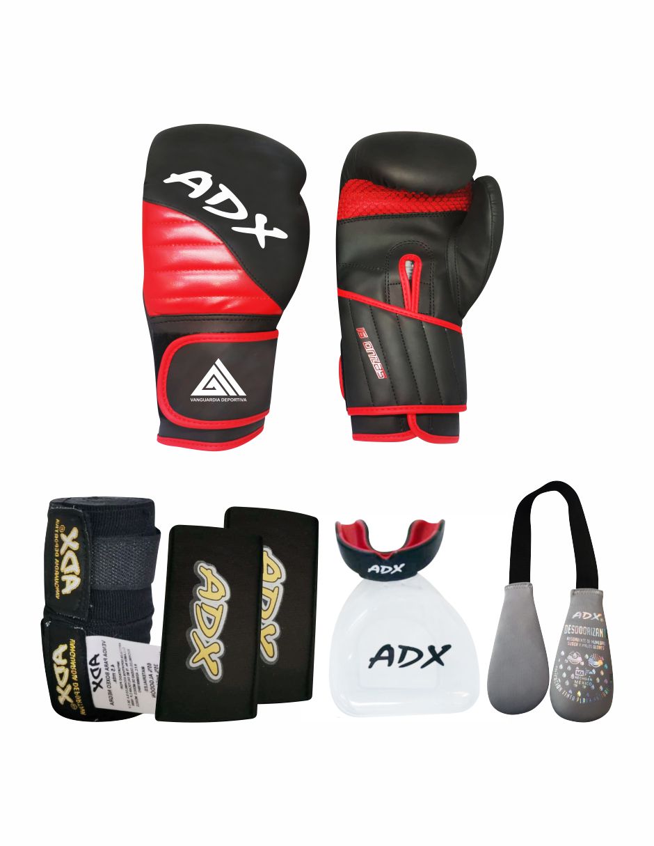 KIT GUANTES DE BOX ADX MOD STRONG MAS COMPLEMENTOS