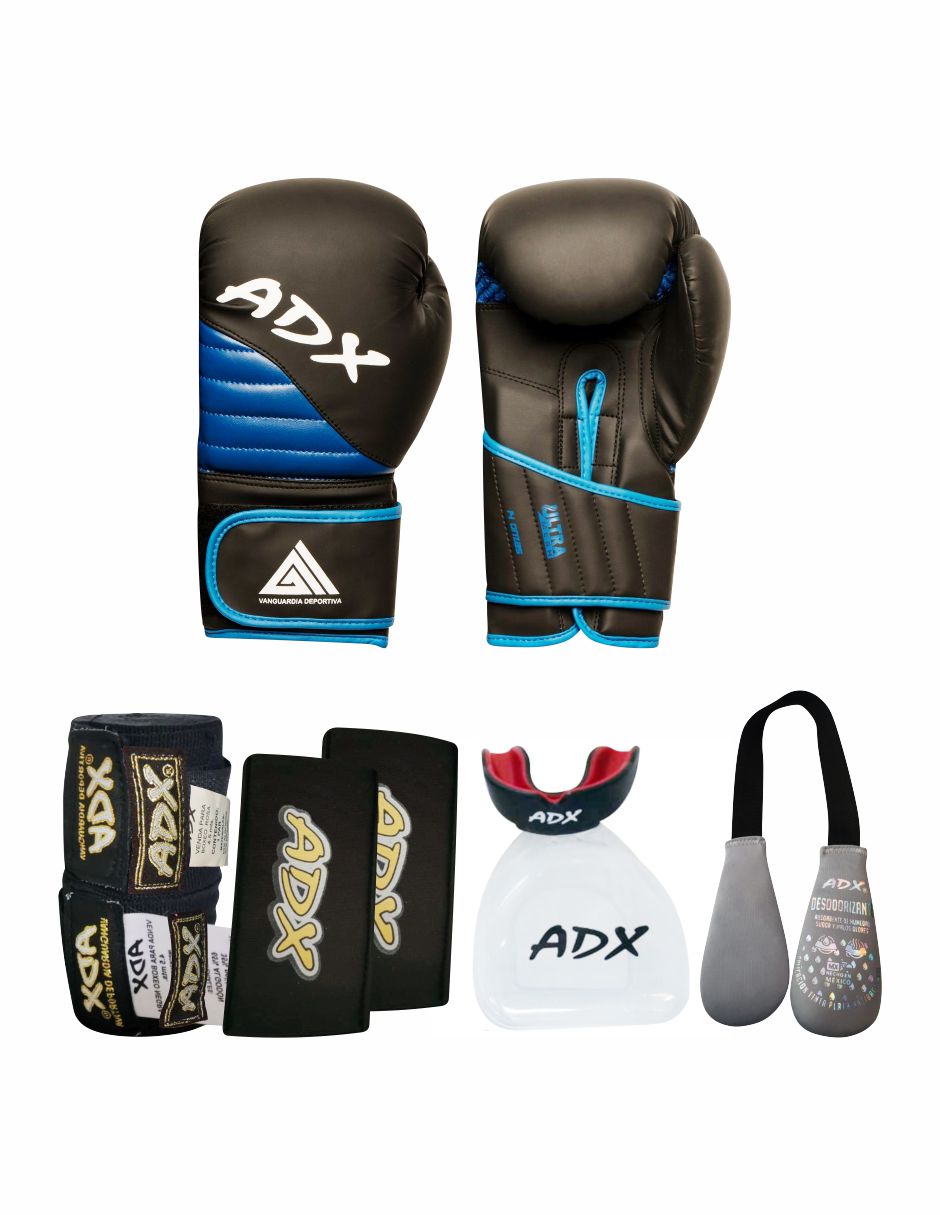 KIT GUANTES DE BOX ADX MOD STRONG MAS COMPLEMENTOS