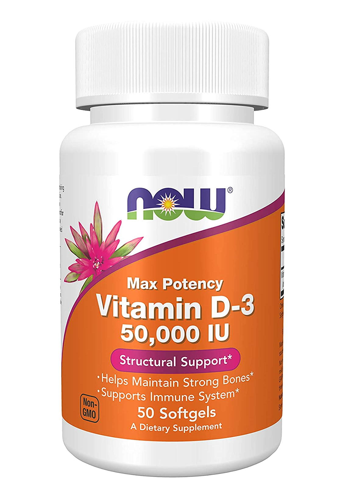 NOW Suplementos, Vitamina D-3 50,000 IU 50 capsulas blandas 1.28 Onzas