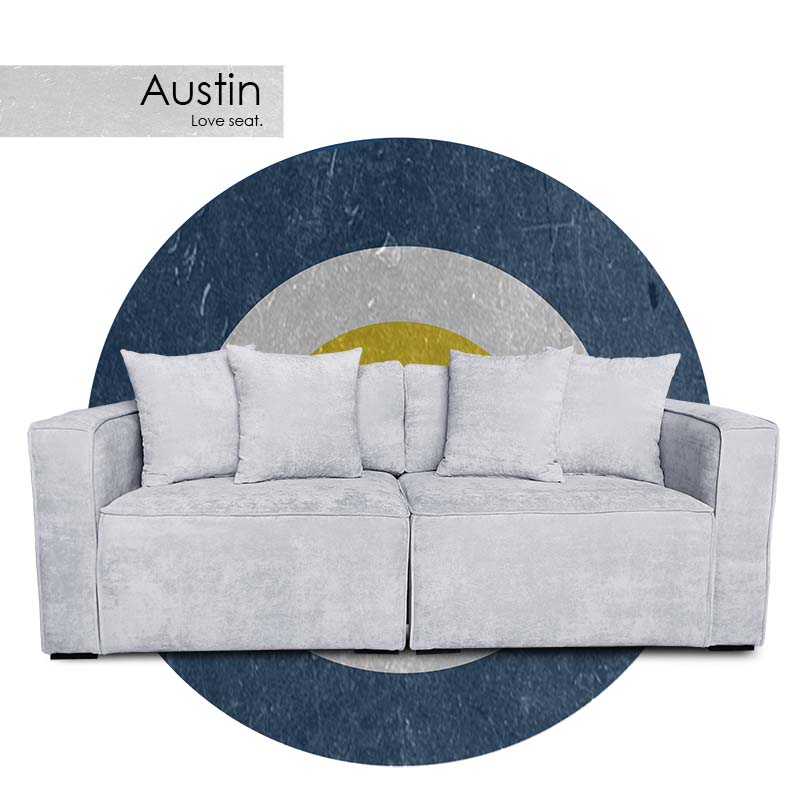 Sofá Austin Love seat Tela Hudson Gris Claro Maderian//ENTREGA A CDMX Y ZONA METROPOLITANA.