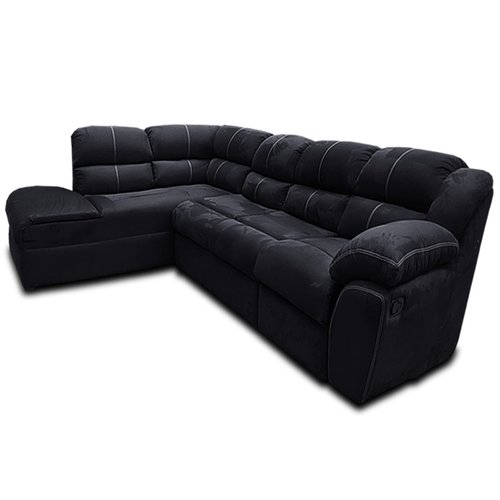 Sala Aria sofa con reclinable y chaise Izquierdo Tela Suede Negro Maderian//ENTREGA A CDMX Y ZONA METROPOLITANA.