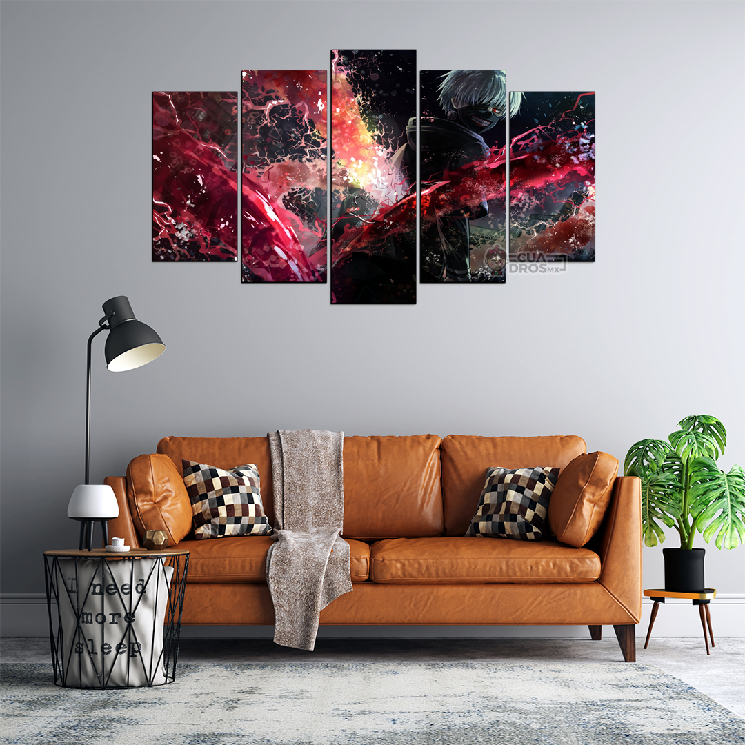 Cuadro Decorativo Anime Tokyo Ghoul Ken Kaneki FanArt 100x60cm 5pzs Cuadros MX