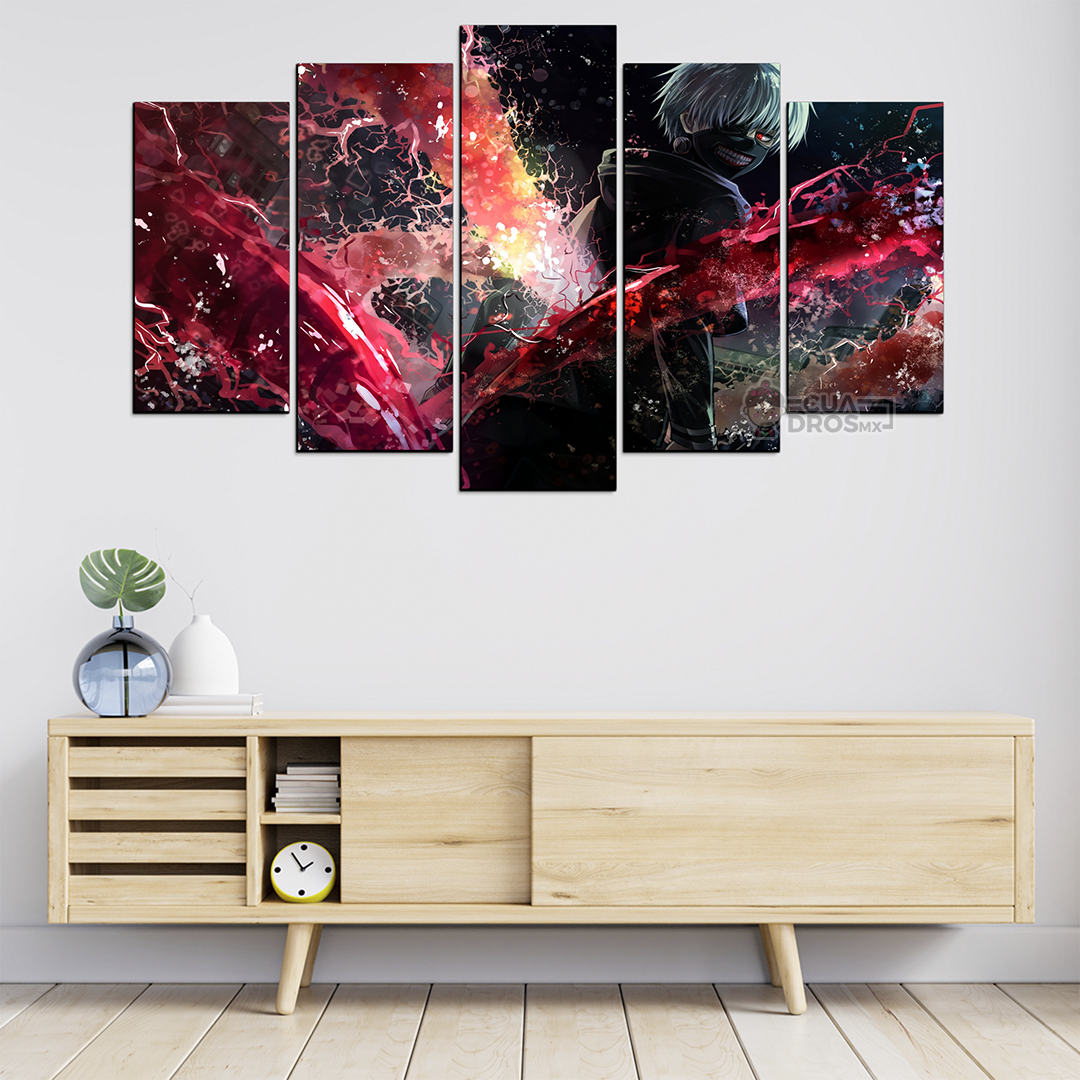 Cuadro Decorativo Anime Tokyo Ghoul Ken Kaneki FanArt 100x60cm 5pzs Cuadros MX