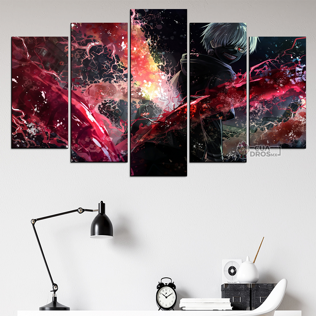 Cuadro Decorativo Anime Tokyo Ghoul Ken Kaneki FanArt 100x60cm 5pzs Cuadros MX