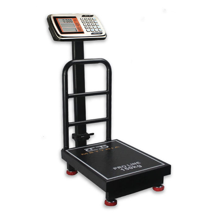 Báscula Comercial de Plataforma PRO-MTXI-150 con poste y barandal plegable Mettria (150 Kg x 20 g)  