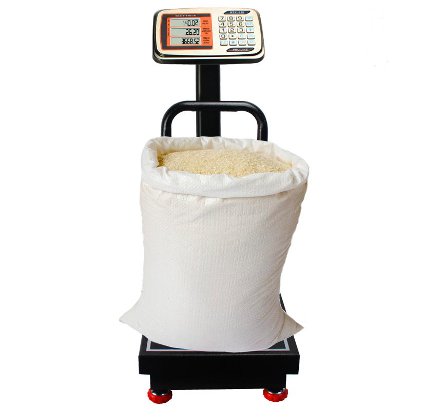 Báscula Comercial de Plataforma PRO-MTXI-150 con poste y barandal plegable Mettria (150 Kg x 20 g)  