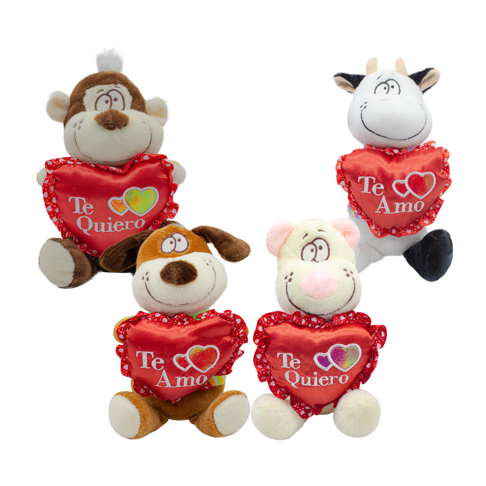 Animales De Peluche Con Corazon San Valentin Pack 4 Piezas