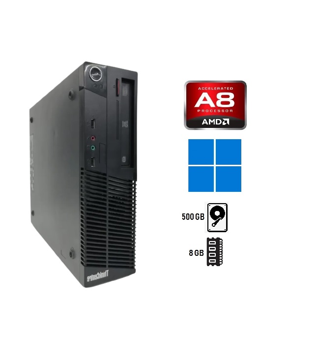 CPU Lenovo ThinkCentre M79 3.5 GHz AMD A8 Negro SFF 8 GB Ram, 500 GB Disco duro Windows 10 Pro NO DVD Equipo Clase A, Reacondicionado