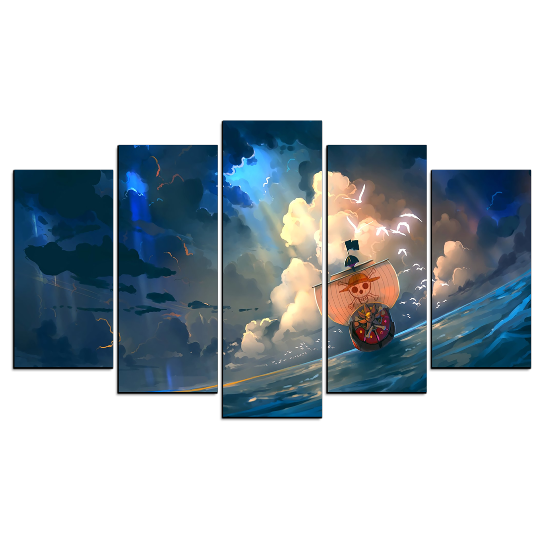 Cuadro Decorativo Anime One Piece Going Merry en el Mar 100x60cm 5pzs Cuadros MX